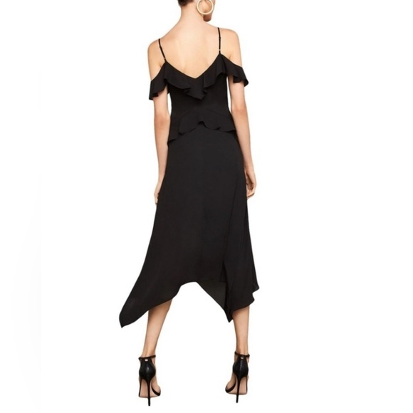 SALE🌟NWT BCBGMAXAZRIA | SZ XS | Lissa Black Midi Asymmetrical Ruffle Slip Dress - Picture 3 of 7